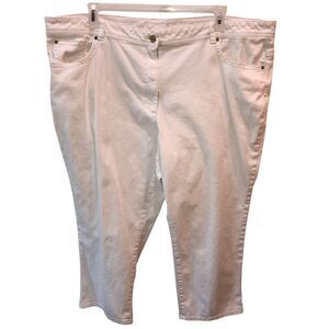 Spanner Womens 24 White Stretch Denim Capri Jeans Cropped Mid Rise Pants Sz 24W
